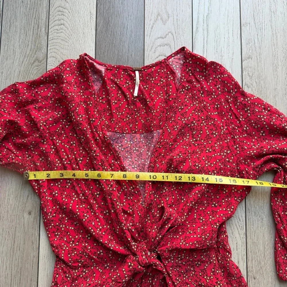 Free People Clara Floral Wrap red Dress - Women size M
